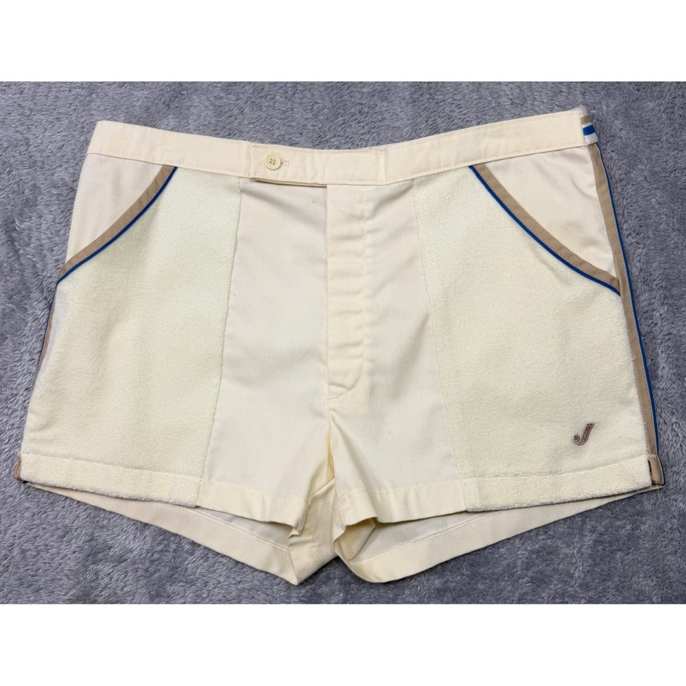 Vintage‎ Jantzen Shorts Mens 36 Ivory Terry Resort Beach Surf Retro 80s